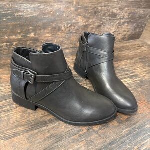 Sleek Black Ankle Boots with Strap Detail